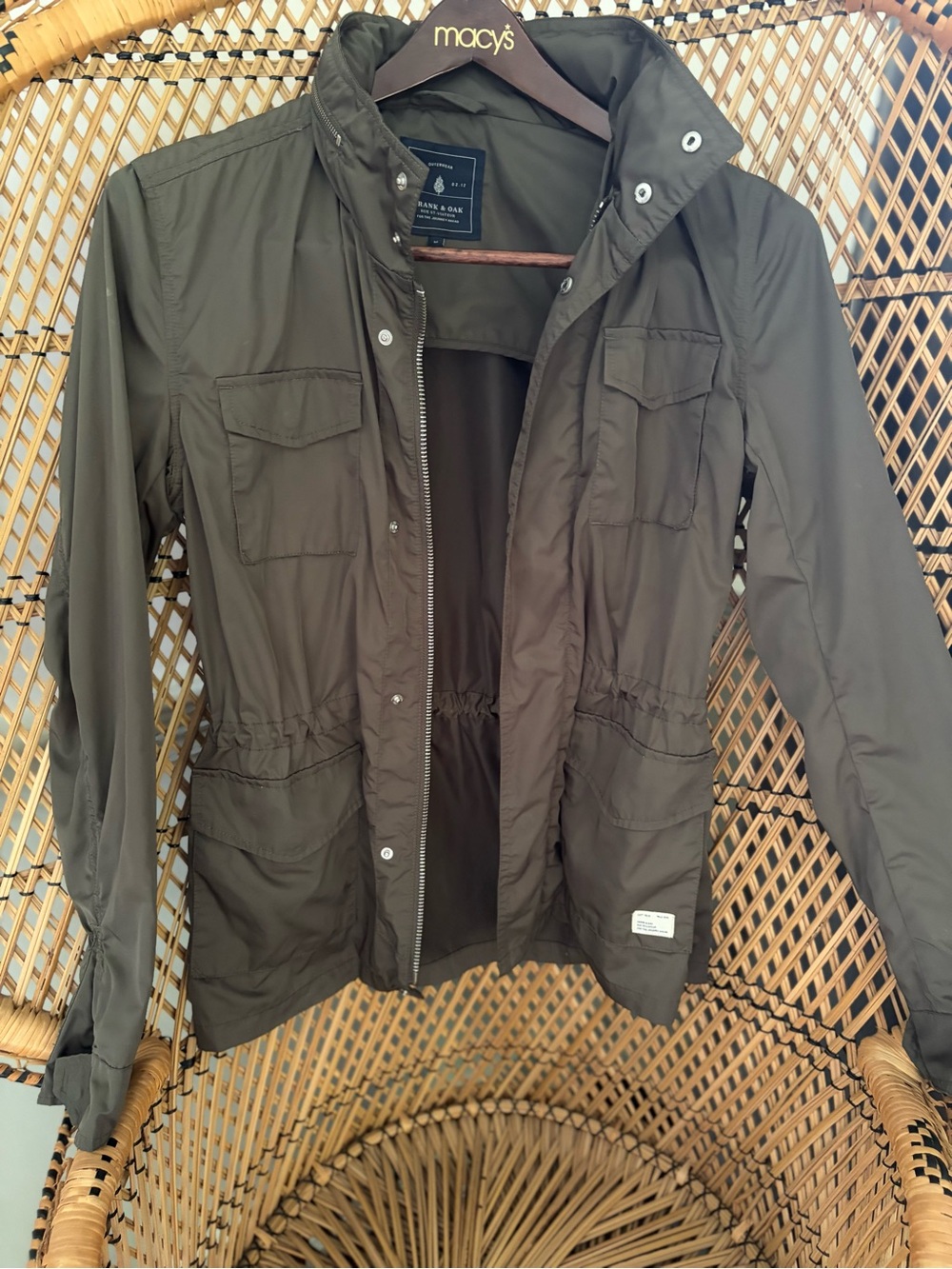 Frank & Oak Olive Green M65 style windbreaker